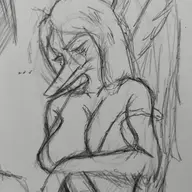 Breasts Fang Monochrome real_life sketch // 1536x2048 // 392.9KB
