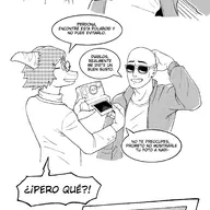 Ben black_and_white comic glasses I_Wani_Hug_That_Gator Inco Monochrome Parasaurolophus Spanish_Text text // 1706x4096 // 1.1MB