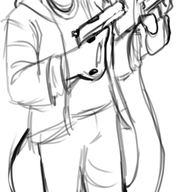 Monochrome Original_Character schizo-chan sketch // 396x1034 // 305.1KB