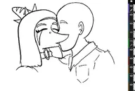 Anon black_and_white Fang kissing Monochrome // 771x517 // 78.2KB