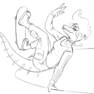 Monochrome nick skateboard sketch // 896x774 // 94.7KB
