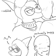 Anon Blushing kissing Monochrome Original_Character Parasaurolophus Zephyr_(OC) // 1200x1600 // 185.3KB
