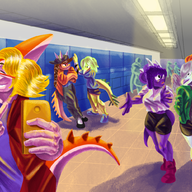 Amber Aquilops Color Cynthia_(Stella's_Daughter) Leonard_(naomi's_son) Maria_(Rosa's_Daughter) Original_Character Parasaurolophus Pterodactyl Sera_(Trish's_Daughter) Stegosaurus Triceratops // 1600x1000 // 2.5MB