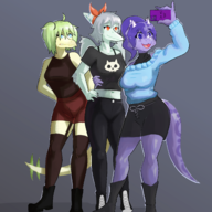 Amber Color Cynthia_(Stella's_Daughter) Pterodactyl Sera_(Trish's_Daughter) Stegosaurus Triceratops // 2252x2540 // 2.9MB