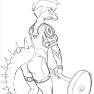 Baryonyx black_and_white femNick Fit Genderswap Monochrome nick sketch // 576x676 // 59.7KB