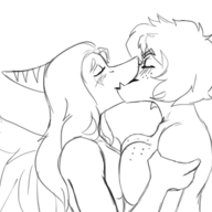 Blushing Fang Gay kissing Monochrome Olivia Pterodactyl sketch // 810x718 // 78.5KB