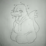 Anthro Baryonyx black_and_white Blushing Clothing Eyelashes Hair Heart_Symbol Hoodie I_Wani_Hug_That_Gator Long_Tail Monochrome Olivia Short_Hair sketch Smile Snout solo Tail Vehicle Wheelchair White_Background // 2048x2048 // 556.6KB