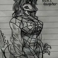 Baryonyx Elvira_(Nick's_Daughter) Monochrome Original_Character sketch // 1399x2071 // 232.6KB