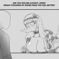 Anon black_and_white Breasts Heather(OC) meme Monochrome Original_Character text // 1470x1485 // 410.5KB