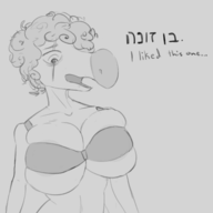 Abi_Goldstein black_and_white Bra Breasts Jew Monochrome Original_Character Rhinorex sketch text underwear // 2217x2318 // 755.2KB