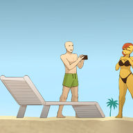 4chan Anon Background_Character Bikini Carnotaurus Color Grace Human Inco Original_Character Sunglasses Swimwear Tracy Vivian_(Tracy's_Daughter) // 4048x1344 // 1.1MB