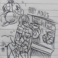 black_and_white Butt Cynthia_(Stella's_Daughter) Monochrome Original_Character Robot sketch Stegosaurus // 2647x2810 // 668.6KB