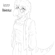 black_and_white glasses Izzy Jew Monochrome Original_Character Rhinorex // 818x941 // 156.6KB