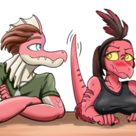 Background_Character Blushing Breasts Color Damien Dilophosaurus I_Wani_Hug_That_Gator Raptor transparent Utahraptor Victoria // 1700x1200 // 1.7MB