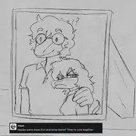 Annamaria black_and_white Blushing Compsognathus Giganotosaurus glasses Karl Monochrome Original_Character sketch // 1853x1693 // 674.3KB