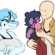 Anon Baryonyx children Color Elvira_(Nick's_Daughter) femNick Food Human nick Original_Character // 666x485 // 153.1KB