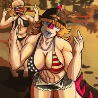 Bikini Blushing Breasts Color crossover gta Mia Naomi Parasaurolophus Video_Game // 3914x4096 // 2.3MB