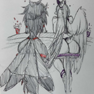 Butt crossover Fang Helluva_Boss Monochrome Octavia_(Helluva_Boss) Pterodactyl sketch // 1325x1464 // 2.4MB
