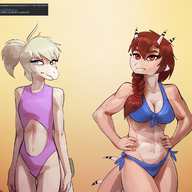 4chan abs Aquilops Bikini Color Cynthia_(Stella's_Daughter) Fit Maria_(Rosa's_Daughter) Original_Character Stegosaurus Swimwear // 1390x1188 // 1.0MB