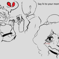 Anon black_and_white Blushing Human Monochrome Original_Character Sera_(Trish's_Daughter) sketch text Triceratops // 950x622 // 36.8KB