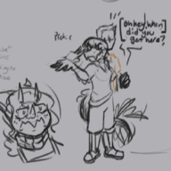 Atrociraptor black_and_white Human Iris Lur Monochrome Original_Character Raptor Sera_(Trish's_Daughter) sketch text Triceratops // 861x762 // 105.5KB