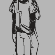 Baryonyx black_and_white Human Jack Lur Monochrome Original_Character sketch // 420x867 // 143.8KB