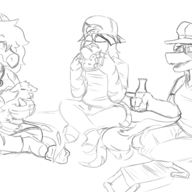 Abby_Moore Animal Ankylosaurus Dani Food Monochrome My_Cretaceous_Drive Original_Character Pam Raptor sketch Spinosaurus // 3000x1833 // 794.4KB