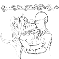Background_Character Carnotaurus Grace Human I_Wani_Hug_That_Gator Inco kissing Monochrome sketch Wedding_Dress // 1800x1830 // 144.6KB