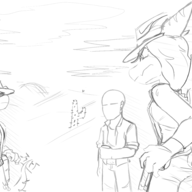 Alternate_Outfit Anon Fang femNick gun Human Monochrome nick Pterodactyl sketch // 2796x1898 // 1.0MB