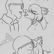 Background_Character black_and_white Human I_Wani_Hug_That_Gator Inco Jenine kissing Monochrome Raptor // 770x1937 // 338.9KB