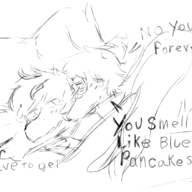 Amber Baryonyx Blushing cuddle Jack Monochrome Original_Character Pterodactyl sketch text // 2095x1212 // 802.4KB