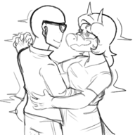 Background_Character Carnotaurus Grace hand_holding Human I_Wani_Hug_That_Gator Inco Monochrome sketch // 1425x1374 // 642.3KB