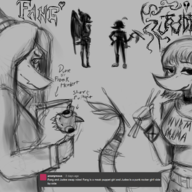 Alternate_Outfit Alternate_Universe black_and_white Fang Judee Monochrome Original_Character Pterodactyl sketch troodon // 2400x1400 // 2.1MB
