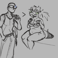 Baryonyx black_and_white Blushing Breasts Human I_Wani_Hug_That_Gator Inco Monochrome Olivia sketch // 935x713 // 320.3KB