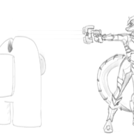 amongus Baryonyx cosplay crossover Dead_Space femNick gun Monochrome nick sketch Video_Game // 1086x769 // 222.1KB