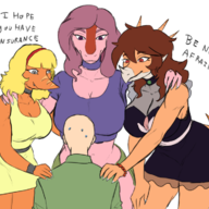 Acrocanthosaurus Anon Aquilops Background_Character Breasts Color Front-Facing Giganotosaurus Heather(OC) Human Original_Character Rosa Stacy text transparent // 1090x719 // 361.5KB