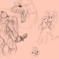 Baryonyx Front-Facing Hybrid Monochrome Original_Character Petunia sketch Trent_D_Nito // 896x840 // 547.9KB