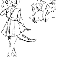 Alternate_Outfit Amber Dress Green Monochrome Original_Character Pterodactyl Sera_(Trish's_Daughter) sketch text Triceratops // 323x436 // 43.1KB