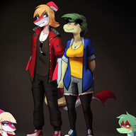 Baryonyx Blushing Breasts Color FemTrent_(Oliver's_Daughter) Genderswap hand_holding I_Wani_Hug_That_Gator Kaiden Mia Olivia Original_Character Parasaurolophus Trent_D_Nito // 1896x2156 // 1.8MB