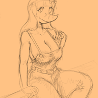 Acrocanthosaurus Alternate_Outfit Breasts Heather(OC) Monochrome Original_Character sketch // 635x825 // 289.0KB