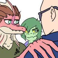 Baryonyx Color Damien Dilophosaurus Front-Facing Human I_Wani_Hug_That_Gator Inco meme Olivia // 2048x1828 // 139.8KB