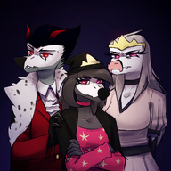 Color crossover Helluva_Boss Octavia_(Helluva_Boss) Raptor snootified Stella_(Helluva_Boss) Stolas_(Helluva_Boss) // 1120x1202 // 1.1MB