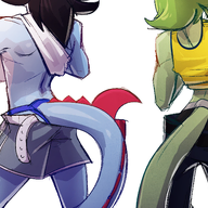 Alternate_Hairstyle Alternate_Outfit Baryonyx Color I_Wani_Hug_That_Gator Kaiden Original_Character Parasaurolophus Trent_D_Nito // 972x537 // 433.8KB