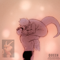 Baryonyx Human I_Wani_Hug_That_Gator Inco kissing Monochrome Olivia // 1000x1000 // 1.7MB