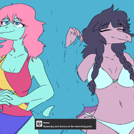 Aurora Background_Character Bikini Color edit goodbye_volcano_high rosemary Spinosaurus Swimwear // 4096x2892 // 425.8KB