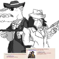 4chan black_and_white glasses gun Monochrome Principal_Spears Smoking Tyrannosaurus_Rex Uncle_Moe // 1019x789 // 99.8KB