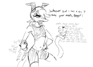 Monochrome Original_Character schizo-chan sketch // 1307x945 // 116.1KB