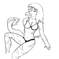 Bikini black_and_white Genderswap Monochrome Raptor reed Reeda Swimwear // 800x800 // 162.0KB