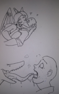 Anon black_and_white Fang kissing Monochrome // 1288x2048 // 2.6MB
