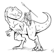 black_and_white crossover Fang Fang_(Primal) Feet Monochrome Tyrannosaurus_Rex // 3392x2984 // 2.1MB